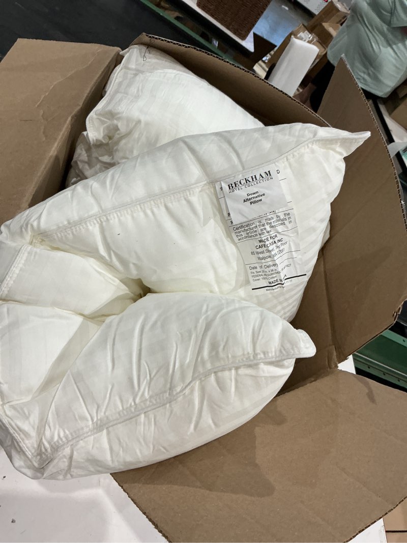 Condition photo showing As Is for beckham hotel collection bed pillows standard/queen size set of 2 - original soft down alternative pillow for sleeping - soft support for back, stomach or side sleepers queen / standard white