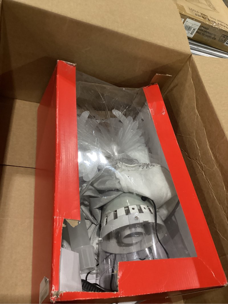 Kurt Adler 16-Inch Fiber Optic White, Silver, and Gray Angel Tree Topper, Multicolor