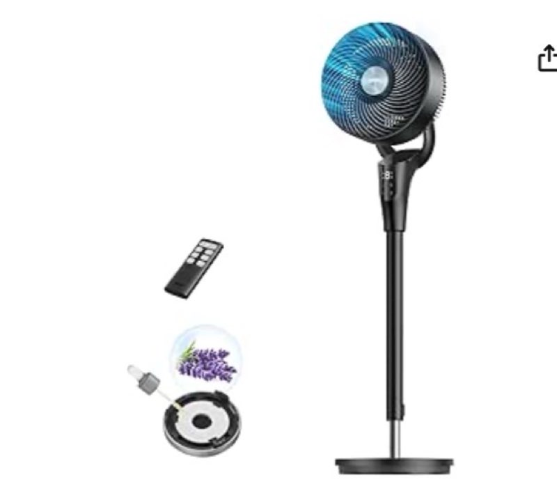 Dreo Fan for Bedroom, 80° Oscillating Standing Fan, 20dB Quiet, 80ft Pedestal Fans for Home Office, 