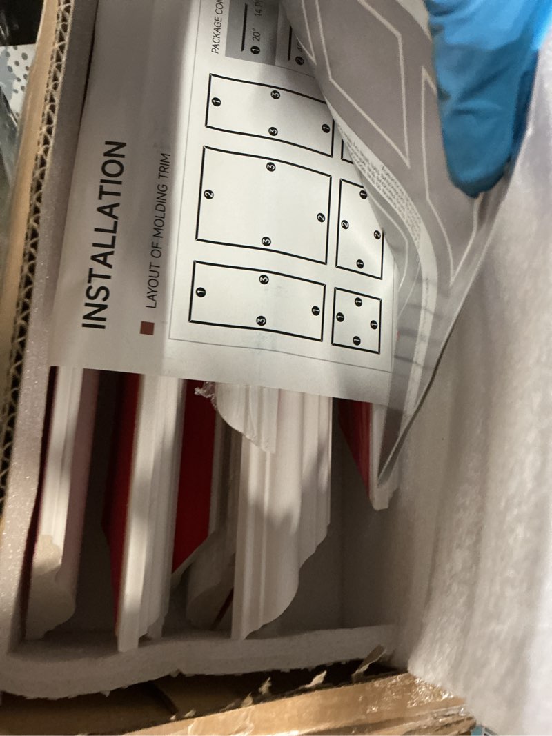 Condition photo showing New/Like New for neatiease peel and stick wall molding kit 6-frame pre-made, ready-to-assemble wall moulding panel frame, self-adhesive wainscoting panels wall trim for interior walls home decor (50"x40",50"x20") 50"x40",50"x20" width:1.7", white