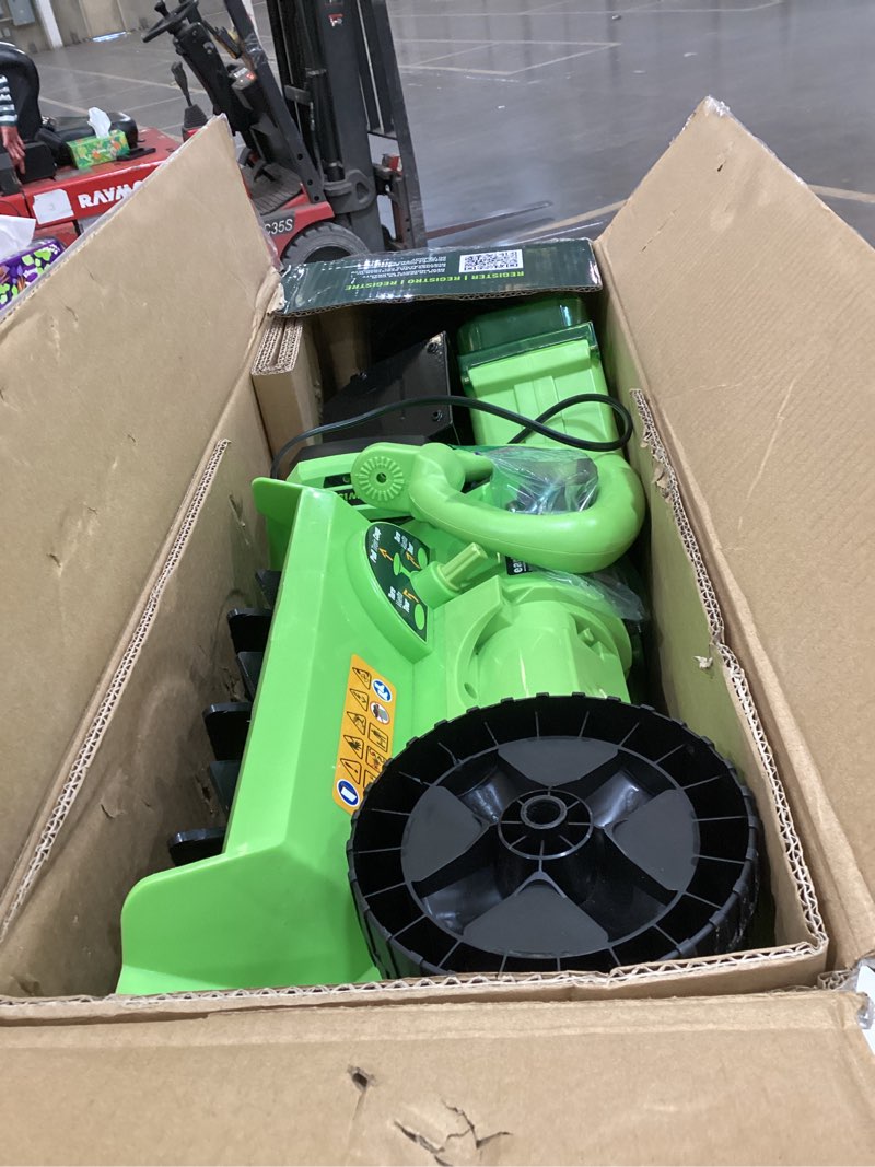 Condition photo showing As Is for Earthwise SN74016 40-Volt Cordless Electric Snow Shovel, Brushless Motor, 16-Inch width, 300lbs/Minute (Battery and Charger Included)