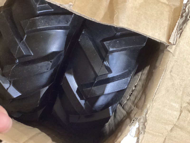 Condition photo showing As Is for 11x4.00-4" Tiller Tire and Wheel (3/4" Axle Size), 3-1/8" Centered Hub, Compatible with Craftsman & Troy-Bilt Tiller Garden Trailer, Tractor, Tillers, and Snowblower Tire