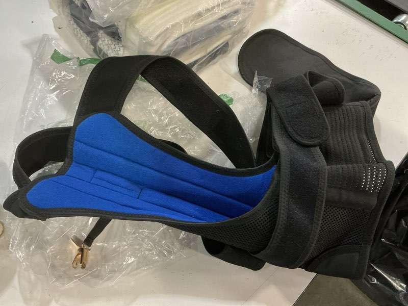 Condition photo showing As Is for upgraded posture corrector back brace for men and women, new version lumbar support for posture improving and pain relief, full back support for neck, shoulder, waist pain xl