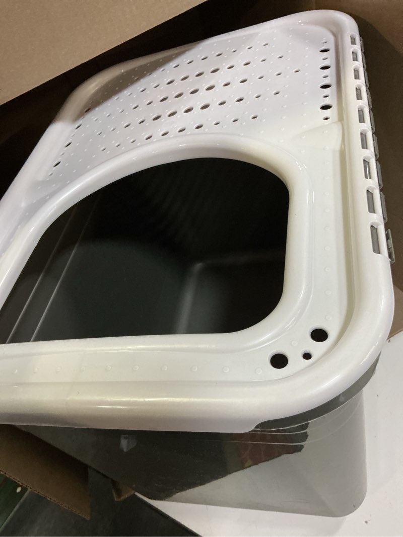 Condition photo showing Good Condition for petmate enclosed cat litter boxes with hinged lid and wide top entry opening, cat litter box enclosure with filter lid, made in usa, scoop not included 1 count (pack of 1) gray