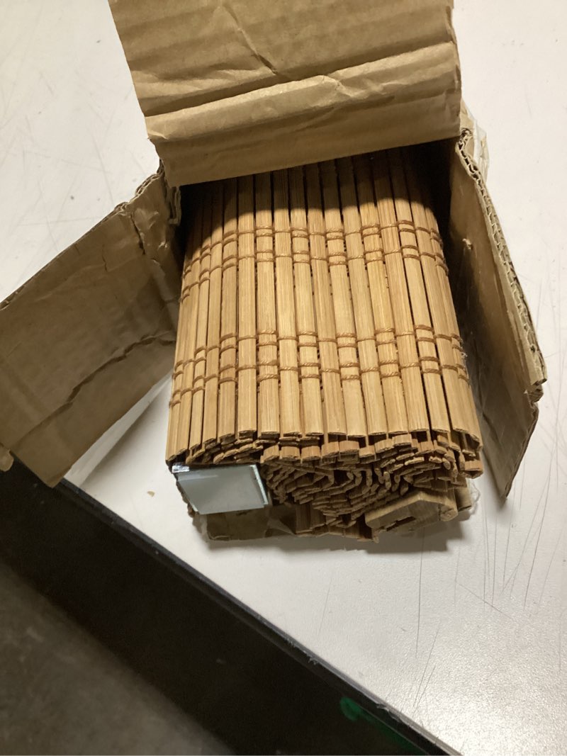 Condition photo showing Good Condition for CHICOLOGY Bamboo Roman Shades - Smart Choice Eco-Friendly Light Filtering Blinds for Windows, Premium Quality, Ideal for Home, Acorn, 23"W X 64"H 23"W x 64"H Acorn