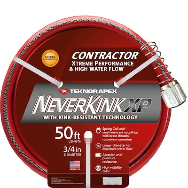 neverkink xp teknor apex 3/4-in x 50-ft contractor -duty kink free vinyl red coiled hose