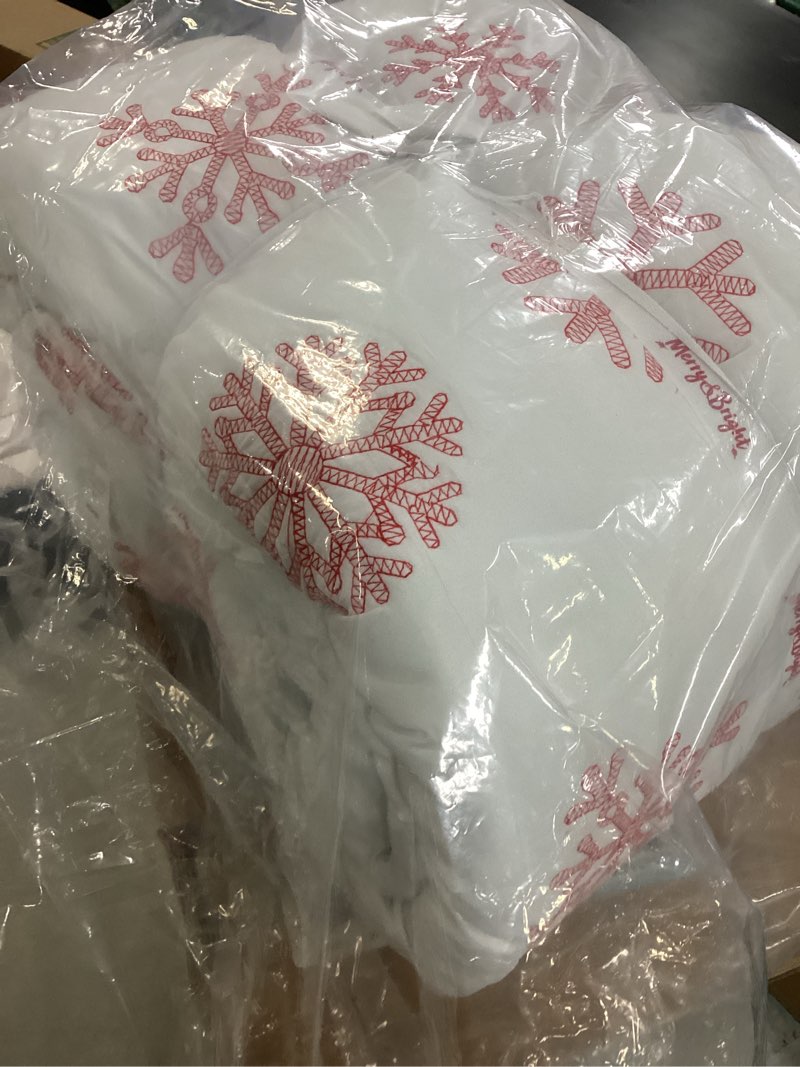 Condition photo showing Good Condition for Levtex Home Merry & Bright Collecion - Red Snowflake Sherpa Quilt Set - Full/Queen Holiday Quilt 88x92 and Two Standard Shams 26x20 - Snowflake - Christmas - Red and White - Reversible - Cotton/Poly