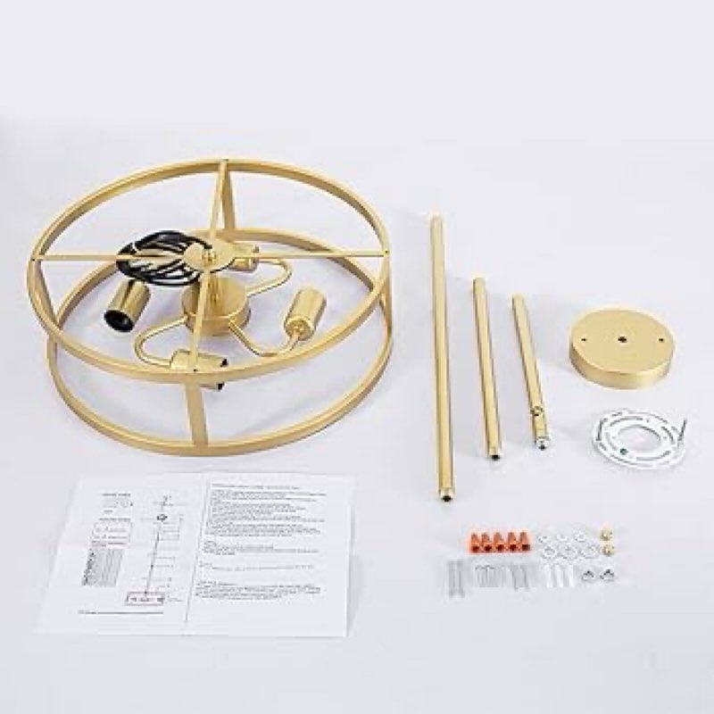16.55'' modern chandelier 4-light pendant hanging light fixture semi flush mount round ceiling light for kitchen island living dining room bedroom foyer entry hallway,gold