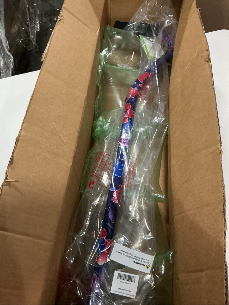Condition photo showing Good Condition for nova joy designer offset quad cane for seniors - unisex adjustable lightweight walking aid with foam handle, wrist strap and anti-rattle lock - essential mobility support - maui flowers