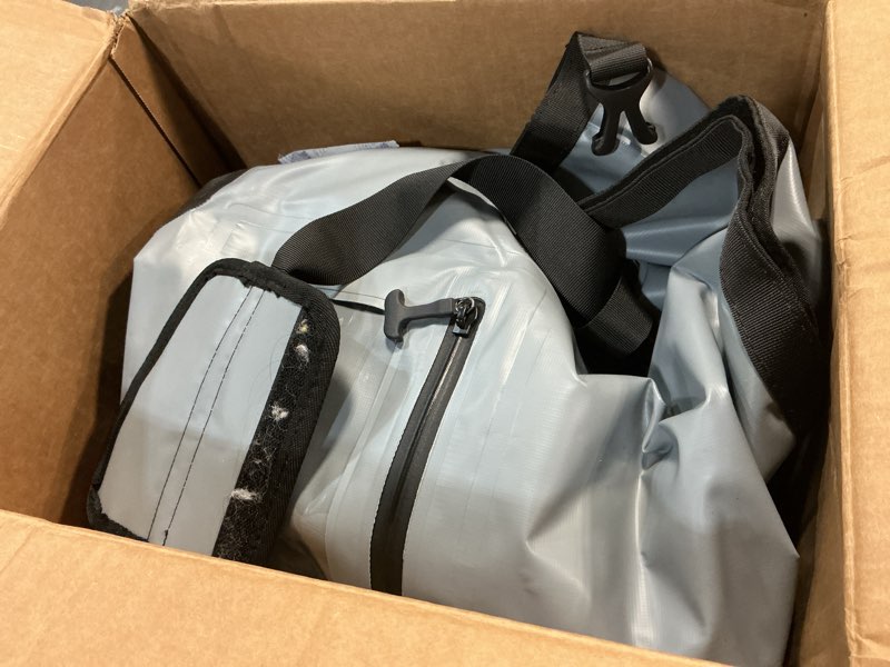 Condition photo showing As Is for gonex 40l 60l 80l extra large waterproof duffle travel dry duffel bag heavy duty bag with durable straps & handles for kayaking paddleboarding boating rafting fishing gray 80l