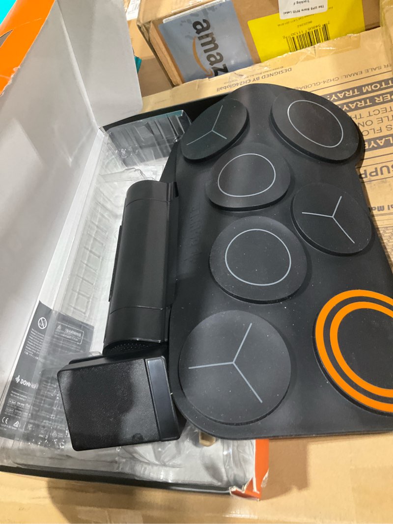 Condition photo showing As Is for donner electronic drum set, 7 pads electric drum pad roll up quiet drum pad built-in speaker, 40 drum lessons included, kids holiday christmas & birthday gift instrument toys(ded-20)