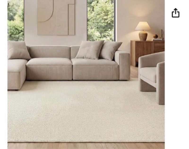 bedsure 8x10 faux wool area rugs for living room, machine washable carpet, non-slip backing, pet friendly throw rug for bedroom dining room, cream
