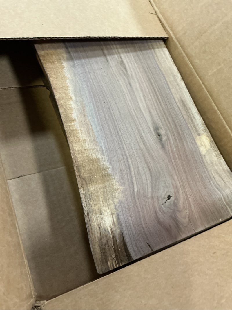 Condition photo showing As Is for walrus oil - real live edge rustic walnut wood slabs, 18" long x 5-6" wide x 7/8" thick (3-pack)