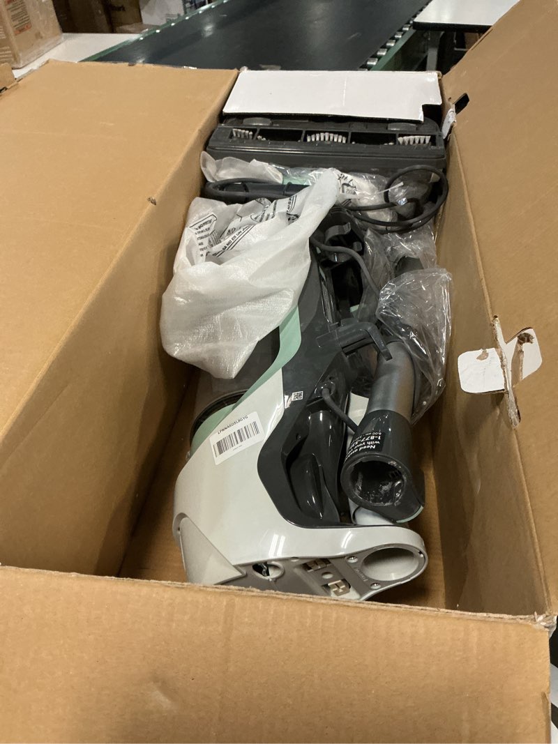 Condition photo showing As Is for kenmore du3017 friendly upright bagless 2-motor crossover max beltless vacuum cleaner with lift-away design, pet handi-mate, triple hepa, height adjustment, 3 cleaning tools, light green light green upright vac with lift-away design