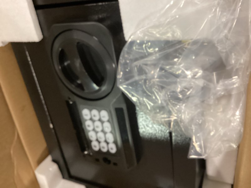 Condition photo showing Good Condition for 1.2 Cub Small Fireproof Safe for Home, Personal Fire Safe Box with Digital Keypad Key and Removable Shelf, Small Security Box for Money Firearm Medicine Valuables 1.2 CUFT