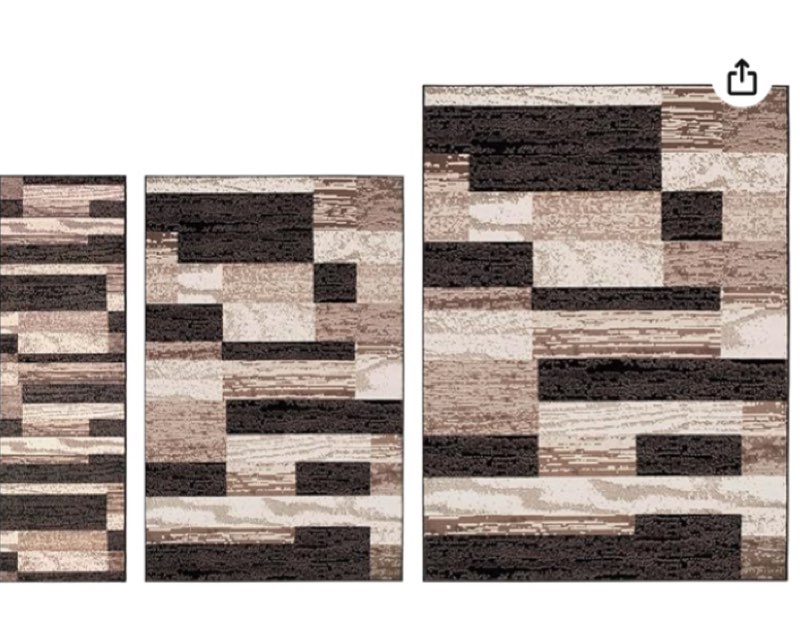 Superior Rockwood 3 Piece Indoor Area Rug Set, Jute Backing, Modern Color Block Decor for Hallway, Entry, Office, Kitchen, Living Room Floors, Plush Rugs, 2' 7\" x 8', 5' x 8', 8' x 10', Chocolate