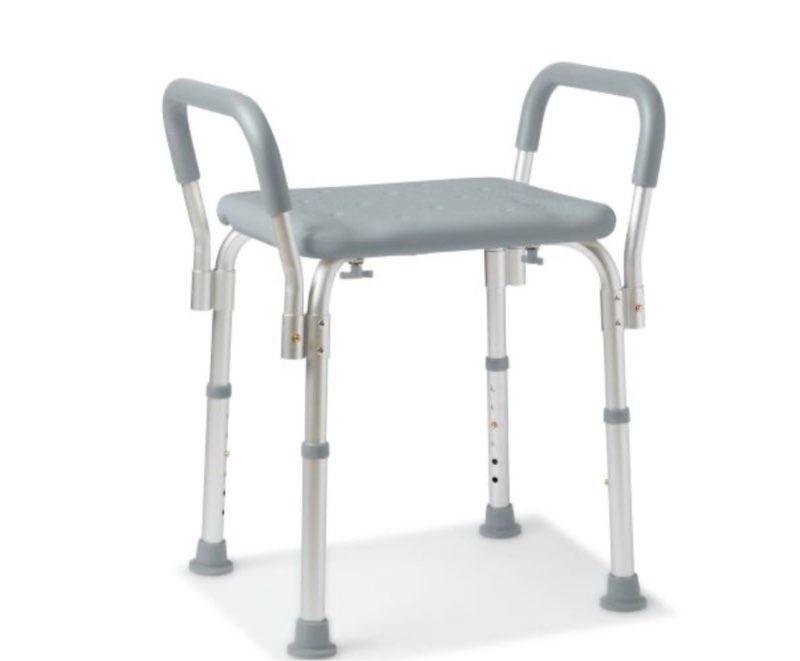 Guardian Knockdown Bath Bench with Arms with Adjustable Height and Non-Slip Feet