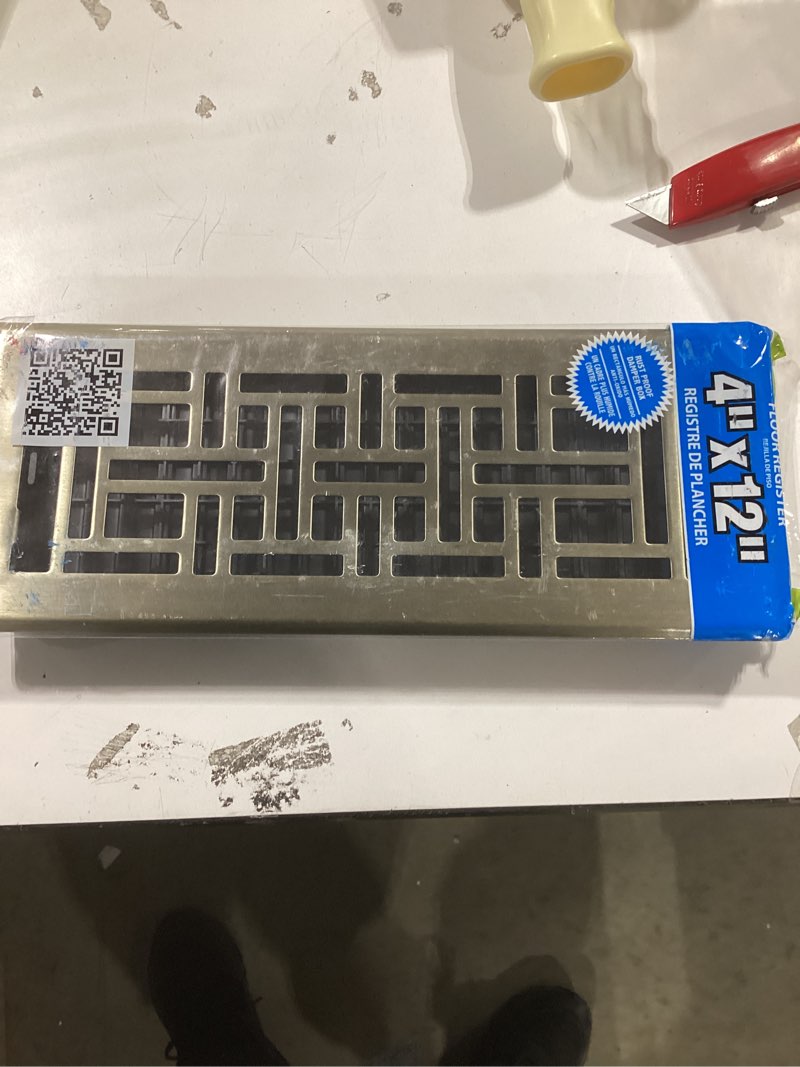 Condition photo showing New/Like New for decor grates (1pack) ajh412-a oriental floor register, 4x12 inches, antique brass finish antique brass finish 4x12 1 pack