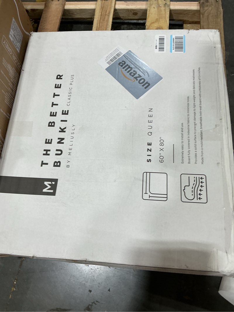 Condition photo showing New/Like New for meliusly heavy duty bunkie board queen size (60x80) - non-slip breathable bed support board for slatted bed frame, anti-sag under bed support, noise minimizing moisture resistant bed board queen (60x80'')