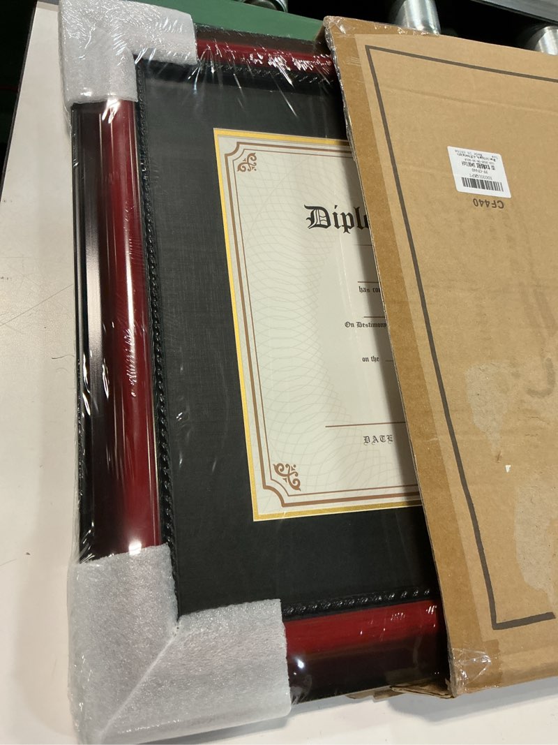 Condition photo showing New/Like New for gmframes 11x14 diploma degree frame with mat or display 15x18 certificates without mat,solid wood,cherry finish with intricate black rope detail,uv protection acrylic cherry 15x18 for 11x14 with mat