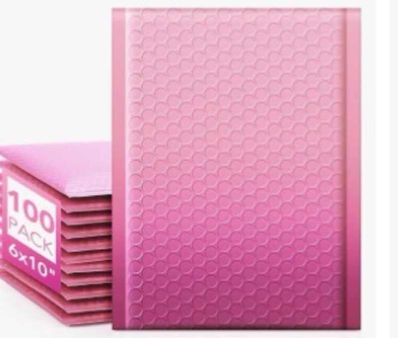 fuxury opaque bubble mailers 6x10 inch 100 pack, gradient pink cute design padded envelopes,strong a