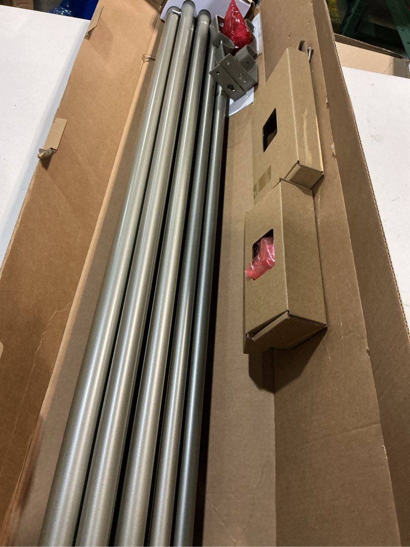 Condition photo showing Good Condition for kamanina 1 inch double curtain rods 66 to 120 inches (5.5-10 feet), heavy duty adjustable double curtain rod for windows, antique silver drapery rods with end caps silver 66-120"