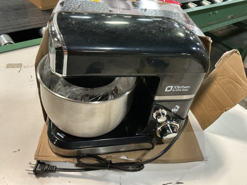Condition photo showing Good Condition for kitchen in the box stand mixer,3.2qt small electric food mixer,6 speeds portable lightweight kitchen mixer for daily use with egg whisk,dough hook,flat beater (black)