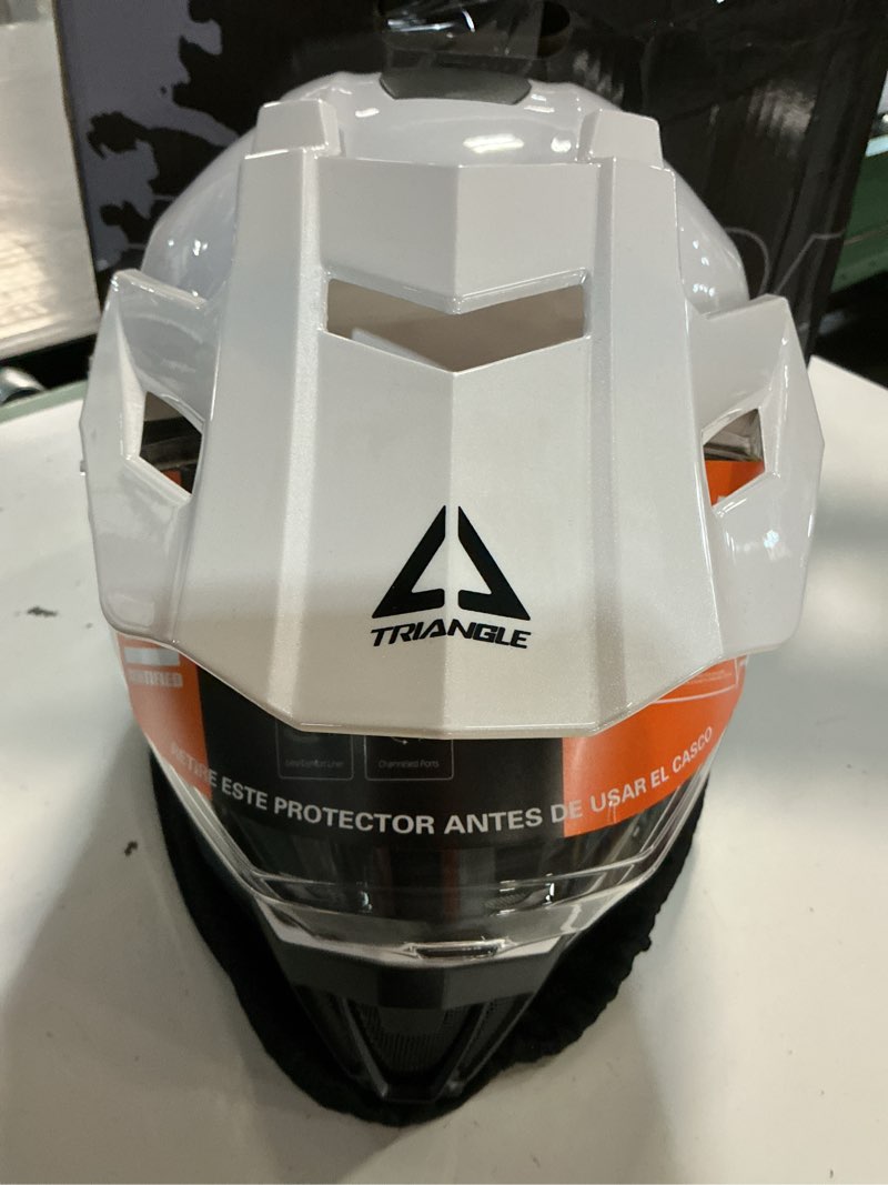 Condition photo showing Good Condition for triangle dual sport motorcycle helmet dirt bike helmets atv full face helmet for adults men with internal sunshield dot approved large glossy white