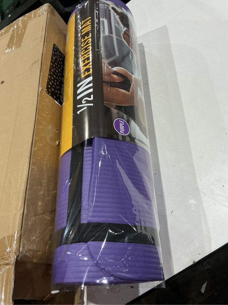 Condition photo showing Good Condition for cap barbell 1/2-inch high density exercise yoga mat with strap | multiple options purple yoga mat
