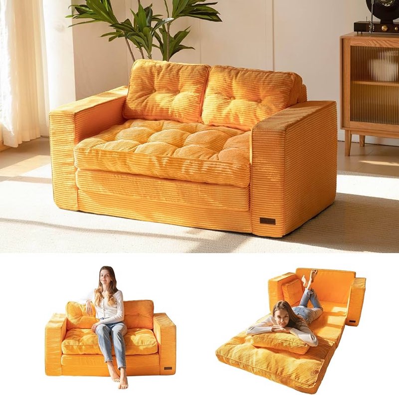 Maxyoyo convertible sofa bed pull out loveseat 