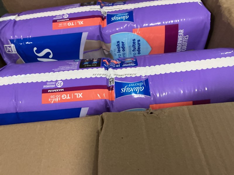 Condition photo showing New/Like New for Always Discreet Incontinence Underwear Women's - Maximum Protection - Extra Large - 64ct