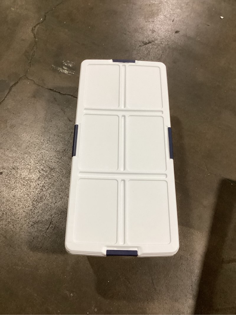 Condition photo showing As Is for project source x-large 25 -gallons ( 100 -quarts ) clear/white stackable tote with latching lid