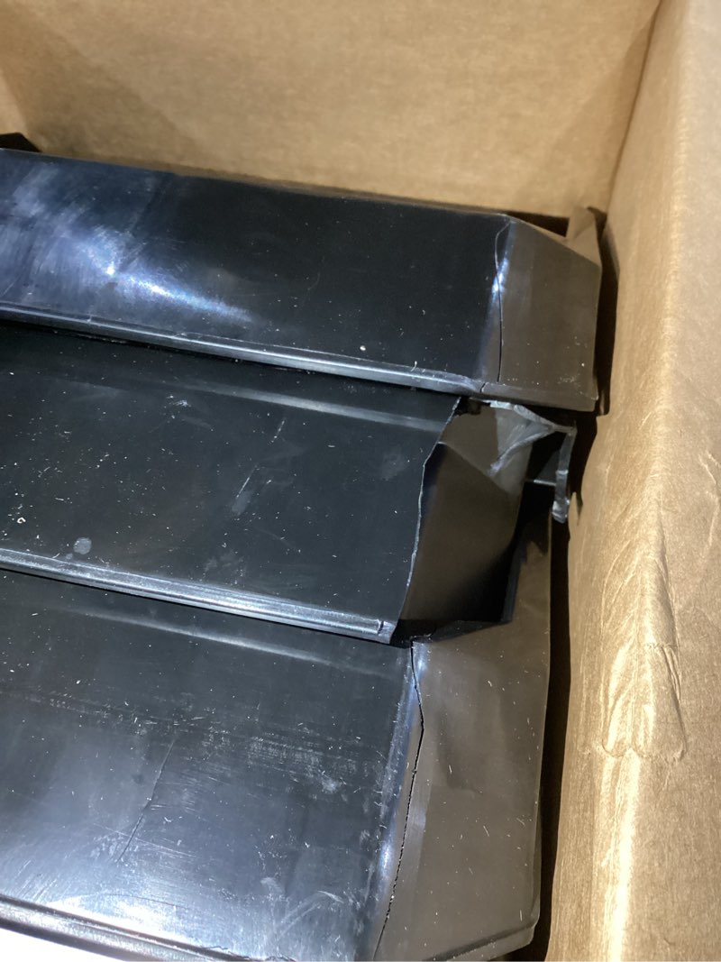 Condition photo showing As Is for Damaged as is Plastic Containers for Organizing and Storage Bins for Closet, Kitchen, Office, Garage or Pantry Organization, Stackable Bins, Large (14.8\" x 8\" x 7\"), 6-Pack, Black Black Large, 6-Pack