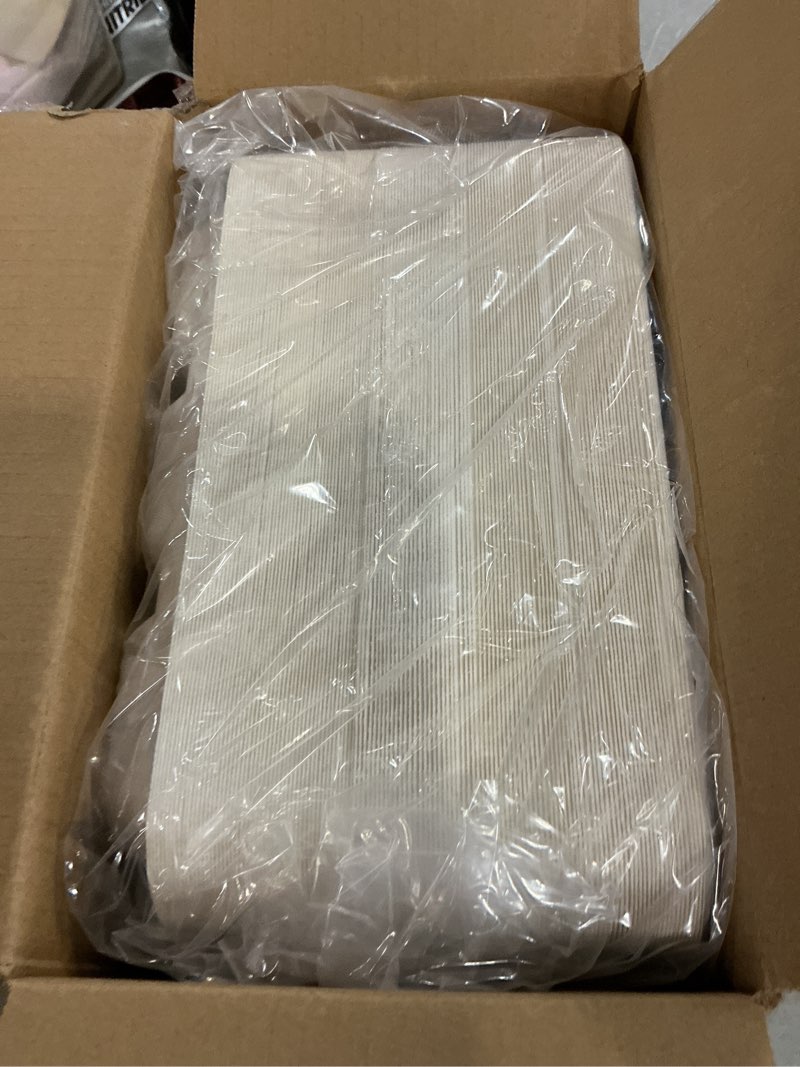Condition photo showing New/Like New for ecolipak 100% compostable 5 compartment plates, 125 pack disposable paper plates, heavy-duty biodegradable sugarcane plates, eco-friendly school lunch trays 10.25 x 8.25 inch white 125pk