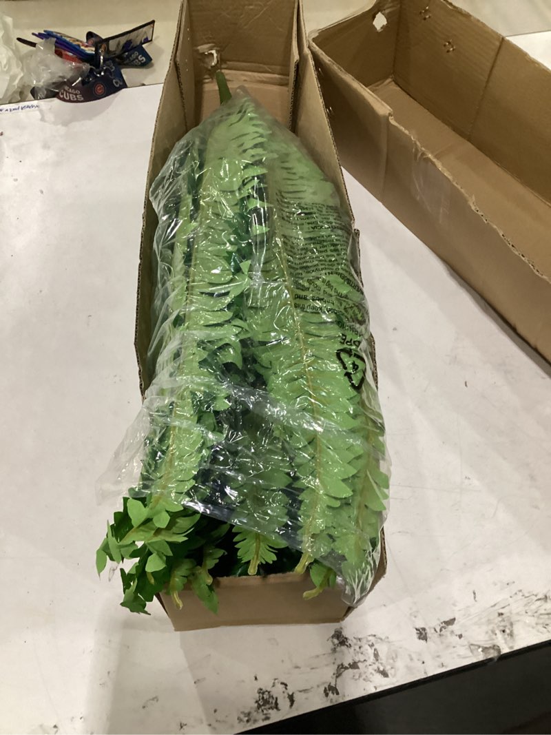 Condition photo showing New/Like New for single silky artificial boston fern bush, 49inch large artificial ferns for outdoors, large faux ferns artificial plants,suitable for decorating office, living room faux greenery,95branches