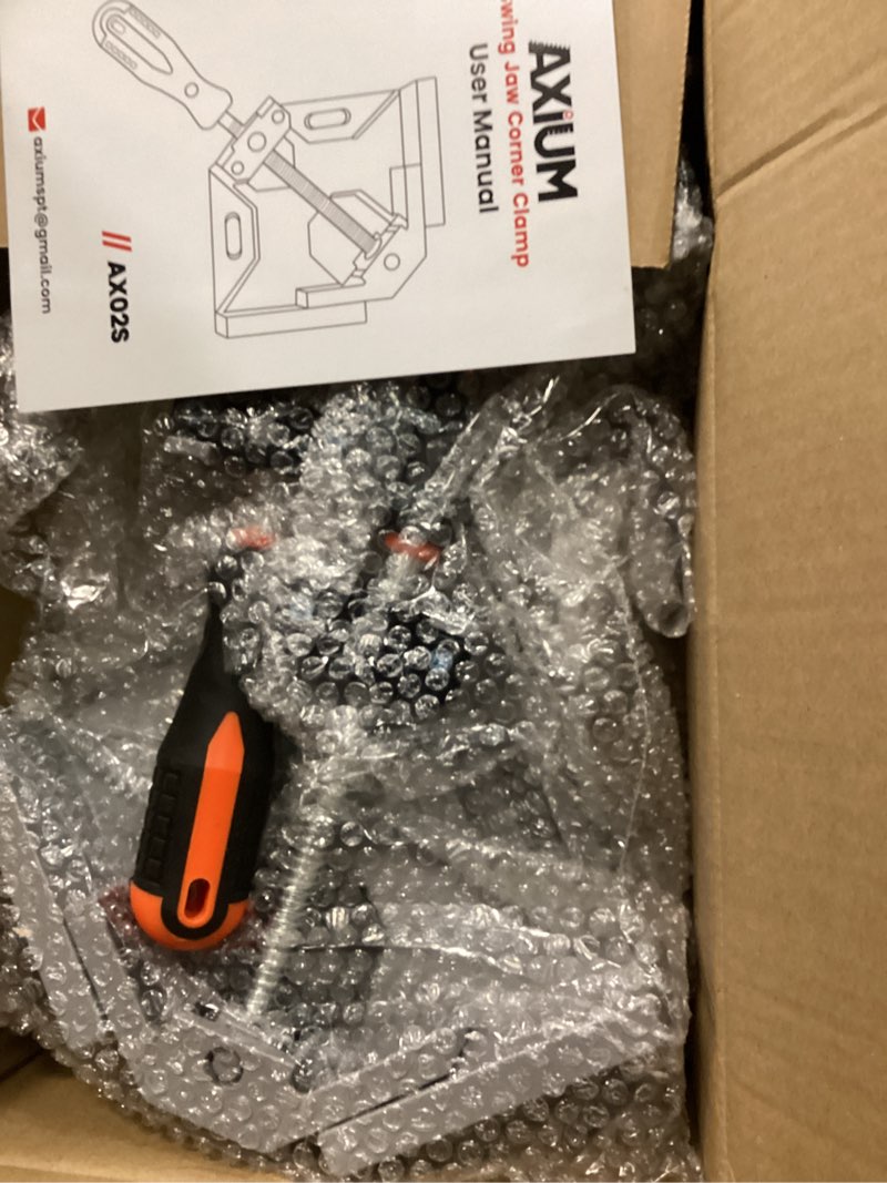 Condition photo showing Good Condition for axium corner clamps for woodworking, adjustable swing jaw 90 degree clamp, high hardness aluminum alloy right angle clamp, single handle clamps for diy woodworking, photo framing- 4pcs