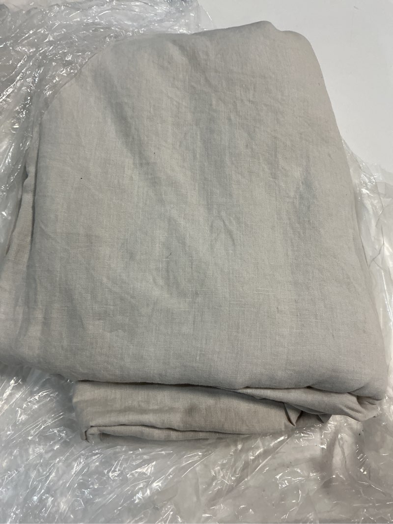 Condition photo showing As Is for quince european linen duvet cover, full/queen, sand