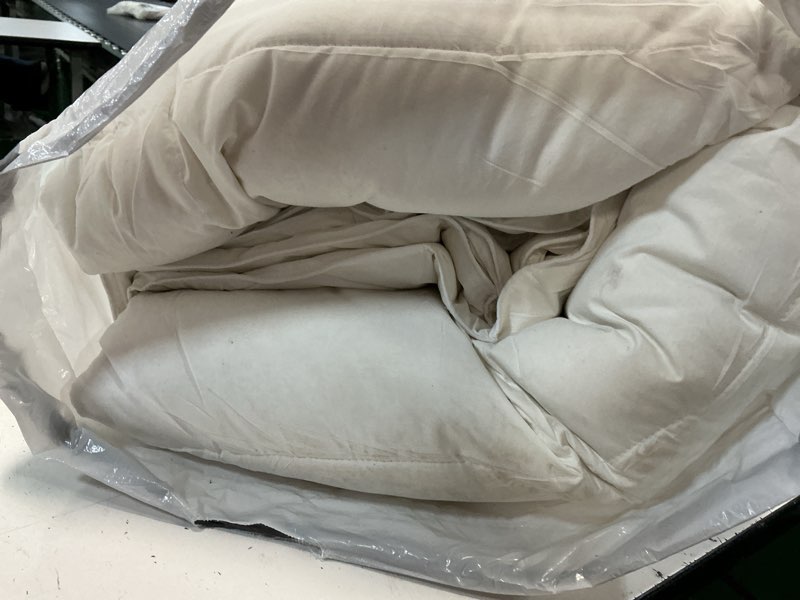 Condition photo showing Good Condition for cosybay oversized king size feather down fiber comforter - ultra soft 100% cotton duvet insert, all season hotel luxury bedding with corner tabs, 116"x98" white white/all season oversized king