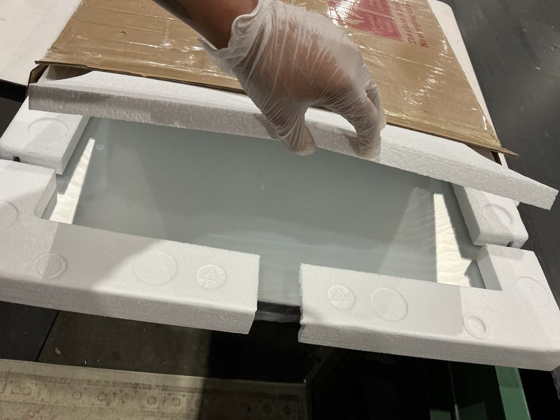 Condition photo showing Good Condition for loaao black metal framed bathroom mirror for wall, 24x36 inch rounded rectangle mirror, matte black bathroom vanity mirror farmhouse, anti-rust, hangs horizontally or vertically black 36"l x 24"w