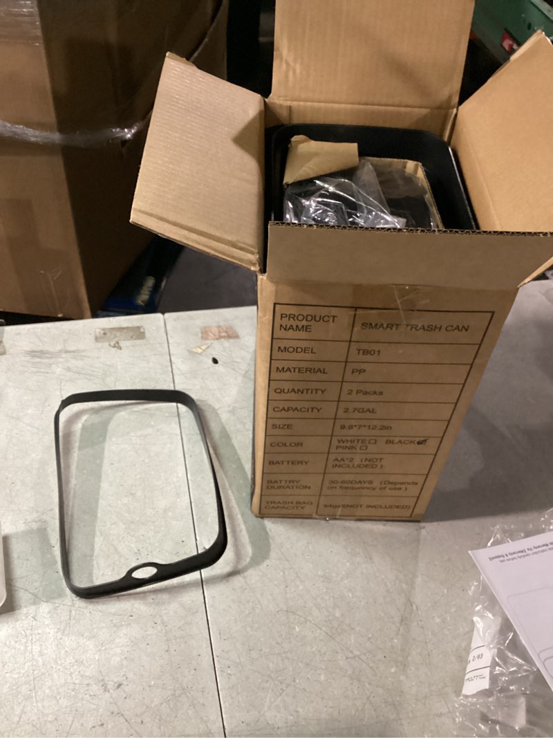 Condition photo showing Good Condition for 2 Pack 2.7 Gal Bathroom Trash Can with Lid, Automatic Trash Can Small Smart Garbage Can Touchless, Slim Motion Sensor Waterproof Plastic Trash Bins for Bedroom Office Kitchen Toilet Black