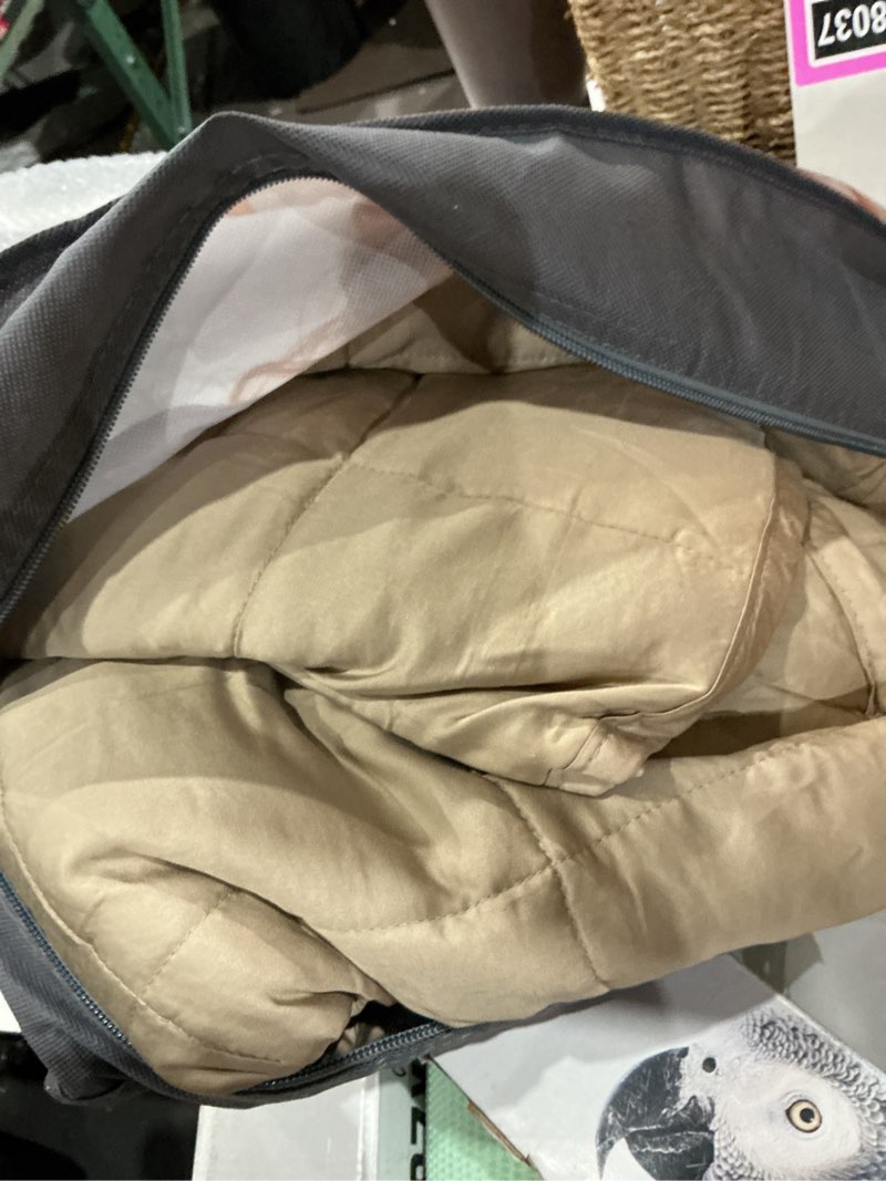 Condition photo showing As Is for zonli cooling weighted blanket 15lbs(60"x80", khaki, queen size) 100% natural bamboo viscose adult blanket