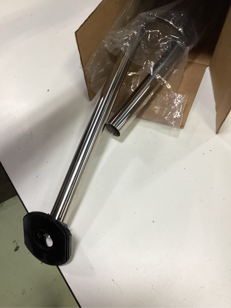 Condition photo showing As Is for moen curved adjustable spring tension no drill shower curtain rod for bathroom, chrome finish, csr2172ch chrome curtain rod