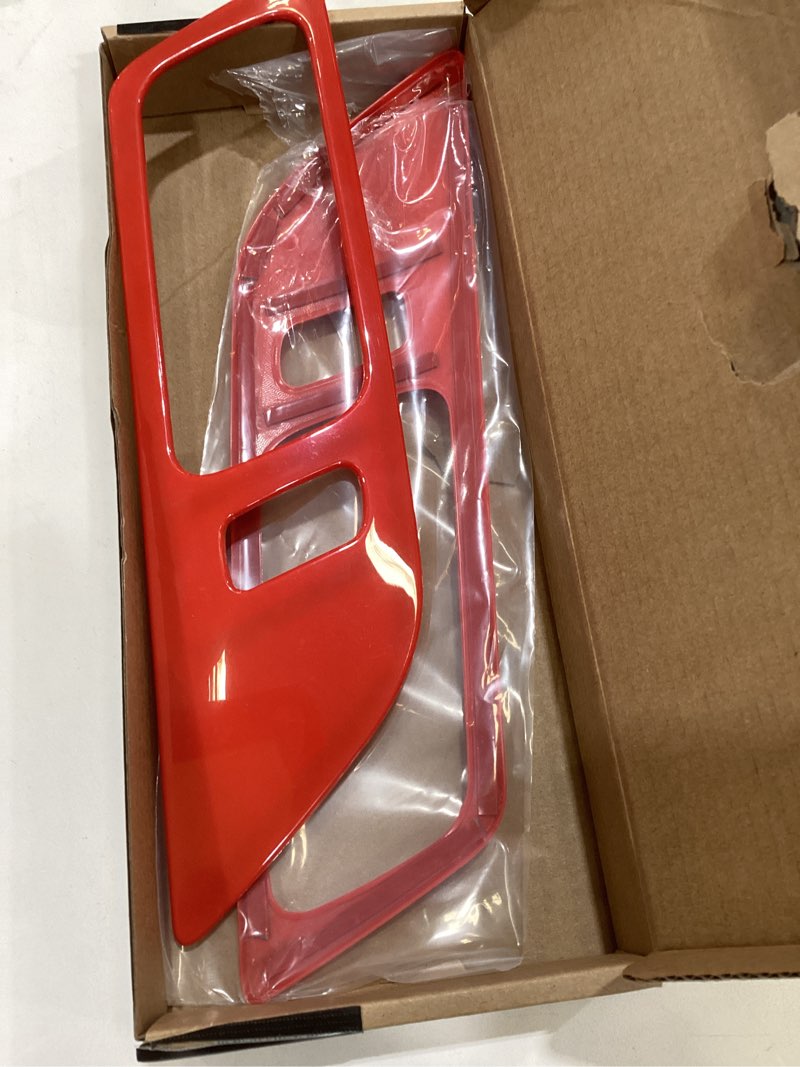 Condition photo showing Good Condition for Car Inner Door Handle Frame Trim Cover Interior Decoration for Ford Mustang 2015-2017 (Red)