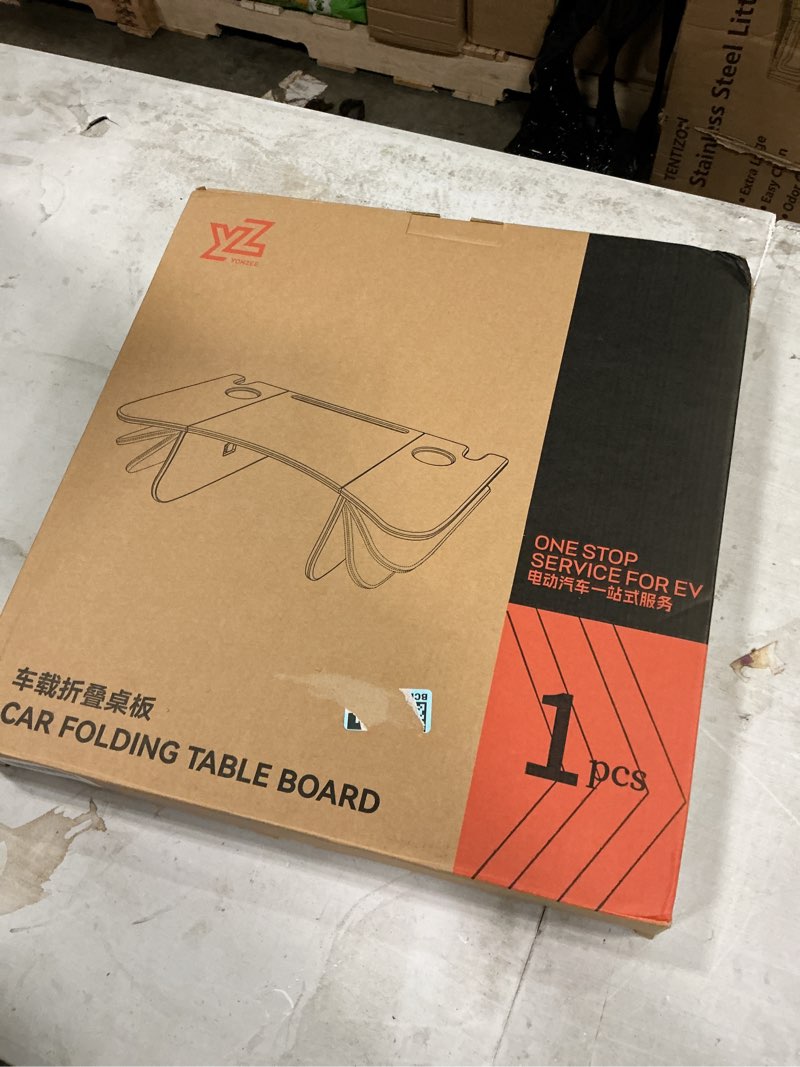 Condition photo showing New/Like New for car laptop desk fit for tesla model y/3 carbon fiber tray steering wheel table for eating and working car tray table for driver&passenger with dual folding strong hinge