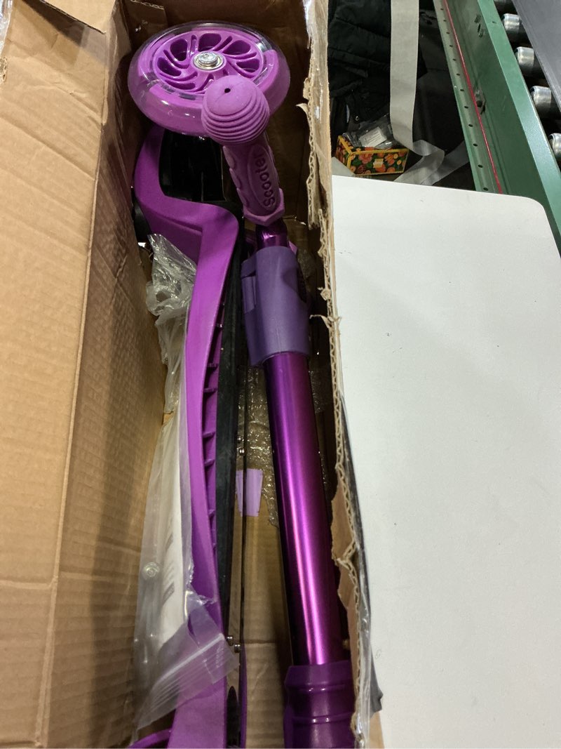 Condition photo showing Good Condition for 3 Wheel Scooter for Kids Ages 6-12,Kids Scooter with Light Up Wheels, Sturdy Deck Design, and 4 Height Adjustable Suitable for Kid Ages 3-12 Grape