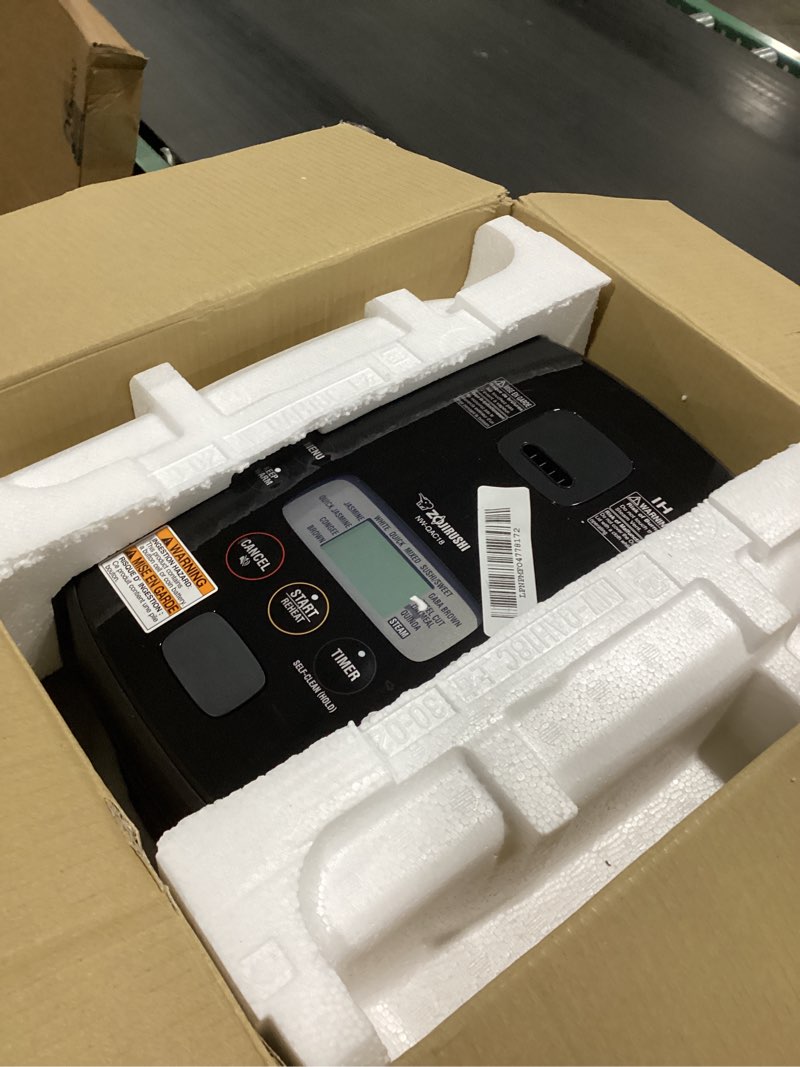 Condition photo showing As Is for Zojirushi NW-QAC18 10-Cup Capacity Flat-Top Induction Cooker and Warmer with Custom Cooking Pan, Double Nonstick Coating for Easy Clean-Up (Black) 10.375 x 13.375 x 9 10 CUP