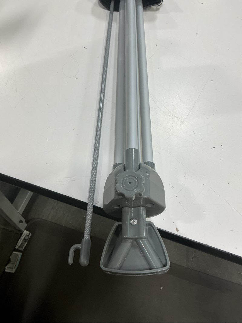 Condition photo showing As Is for adjustable reinforced x banner stand, fit banner size 23 x 63 to 32 x 78 inches with travel bag