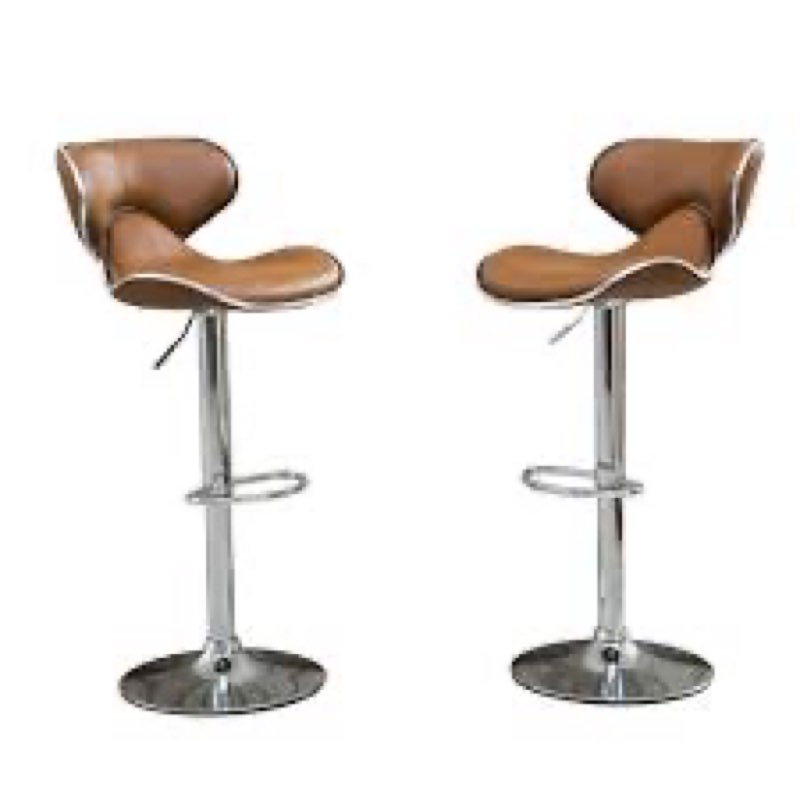 Masaccio Upholstery Airlift Adjustable Swivel Barstool With Chrome Base, Set Of 2 (Set of 2)