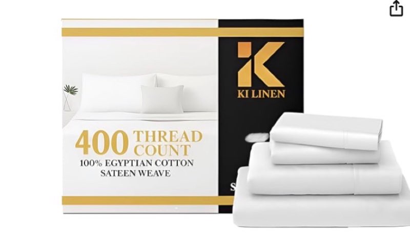 KI LINEN Full Size Bed Sheets - 400 Thread Count - 100% Egyptian Cotton Sateen Sheets for Full Size 