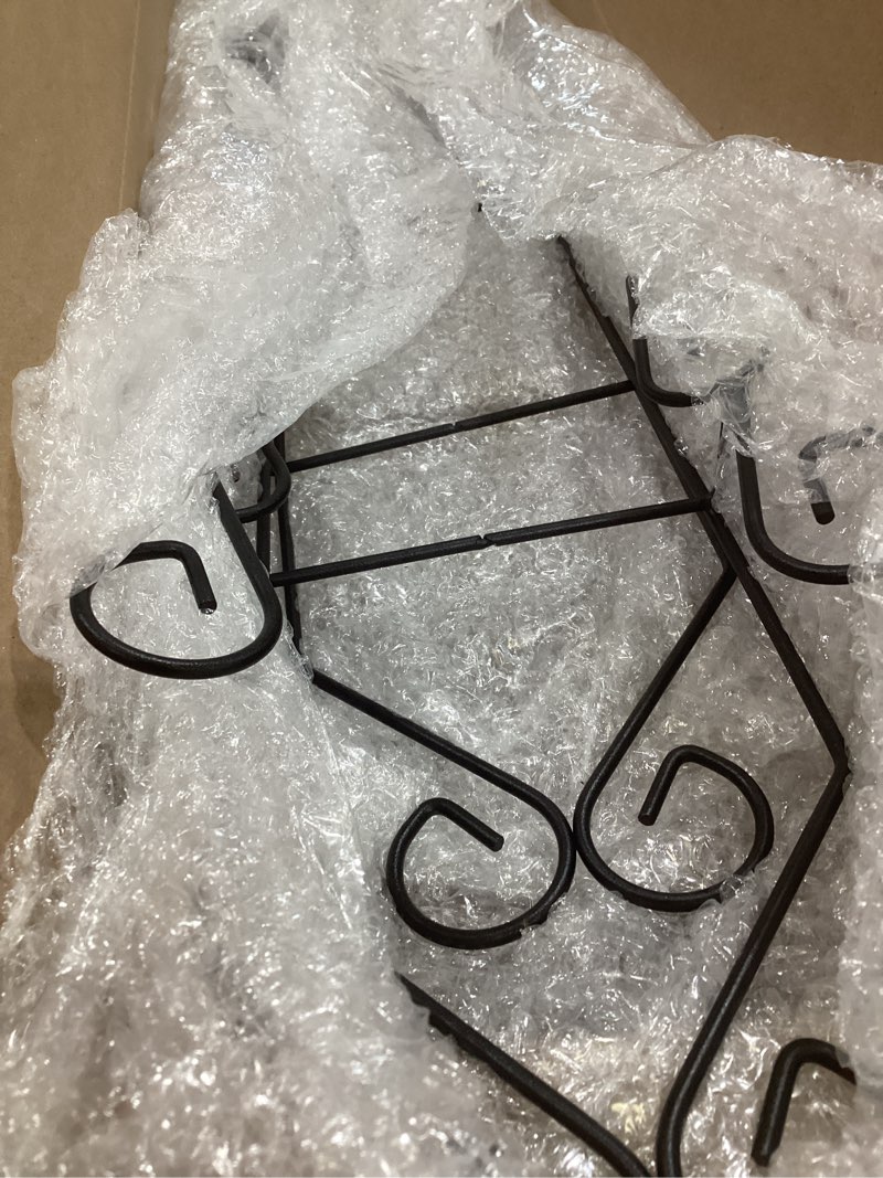 Condition photo showing Good Condition for menkxi 2 pcs plate hangers for wall vertical vintage wall plate holder decorative for display hanger brackets mount rack arts with screw and nut fittings for display dishes picture frame(3 tier,black) 3 tier black
